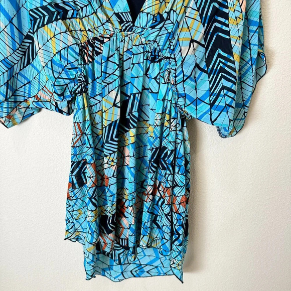 NORDSTROM Rylee & Quinn Lined Tunic Mini Dress Batik Print Size Medium - Picture 3 of 8